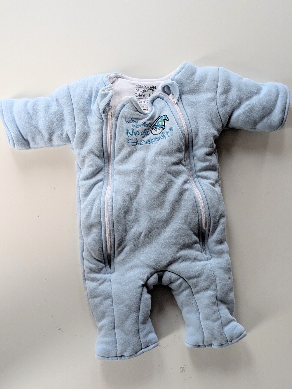 Baby Merlin's Magic Sleepsuit Large 3-6 Months Baby Blue Suit.